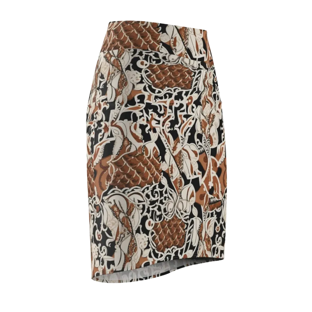 Sepia Baroque on Pencil Skirt — Front Side