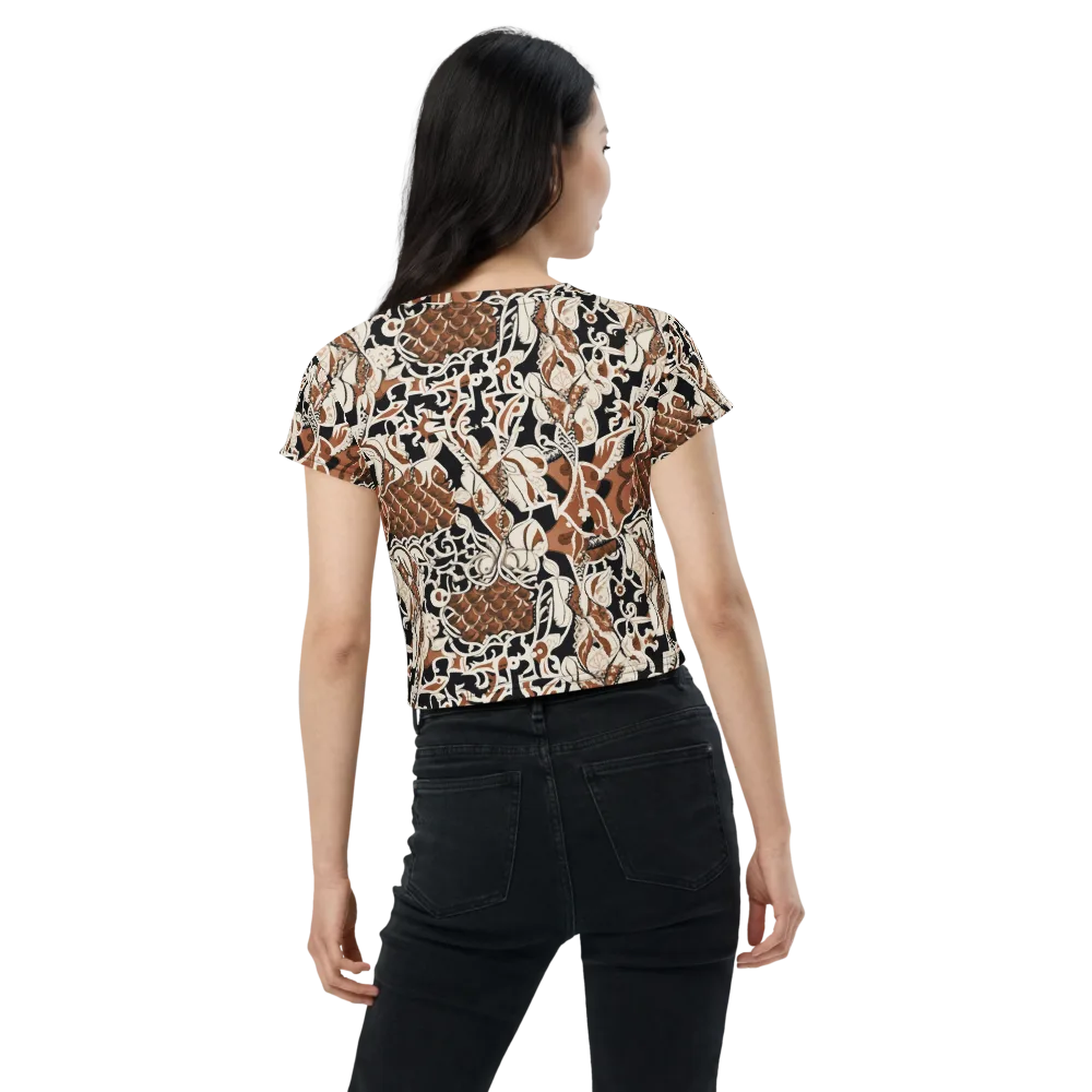 Sepia Baroque on Crop Tee — Back