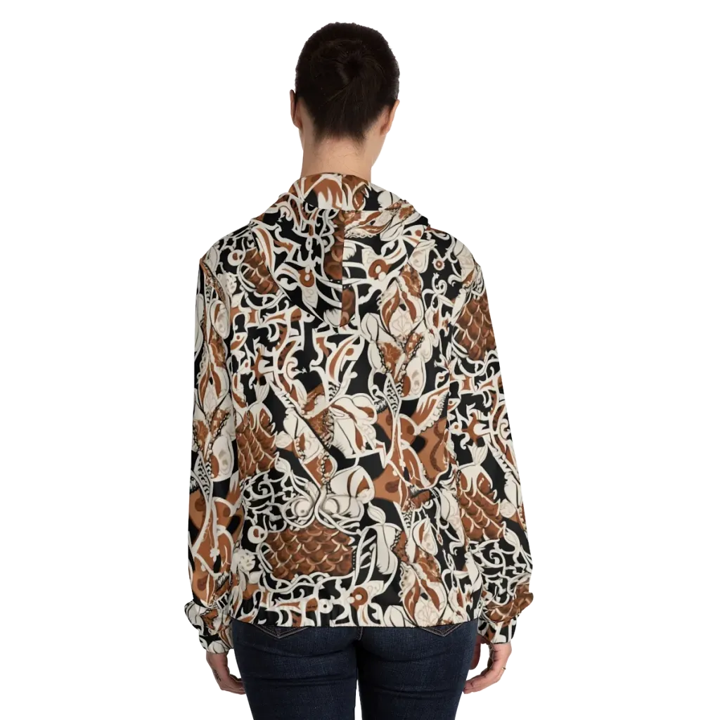 Sepia Baroque on Women's Full-Zip Hoodie — Back On Person