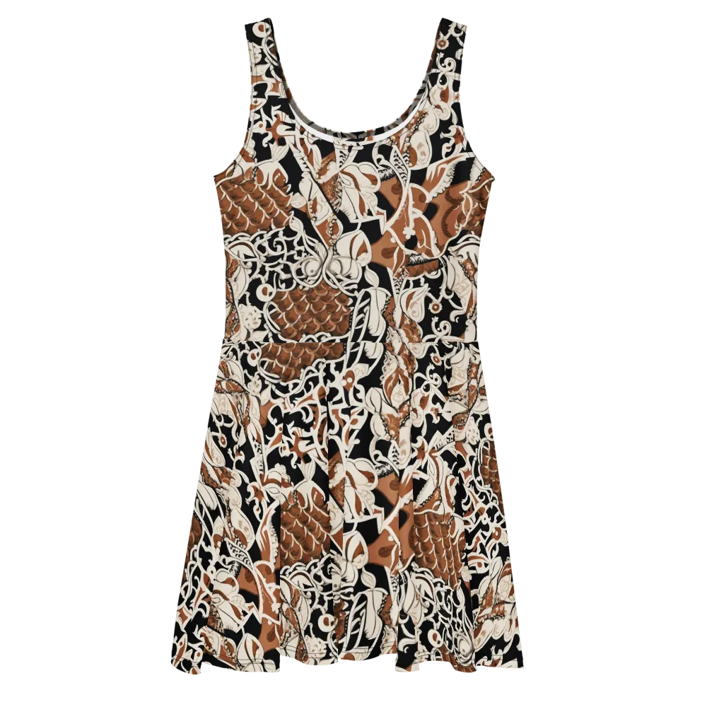Sepia Baroque on Skater Dress — Front