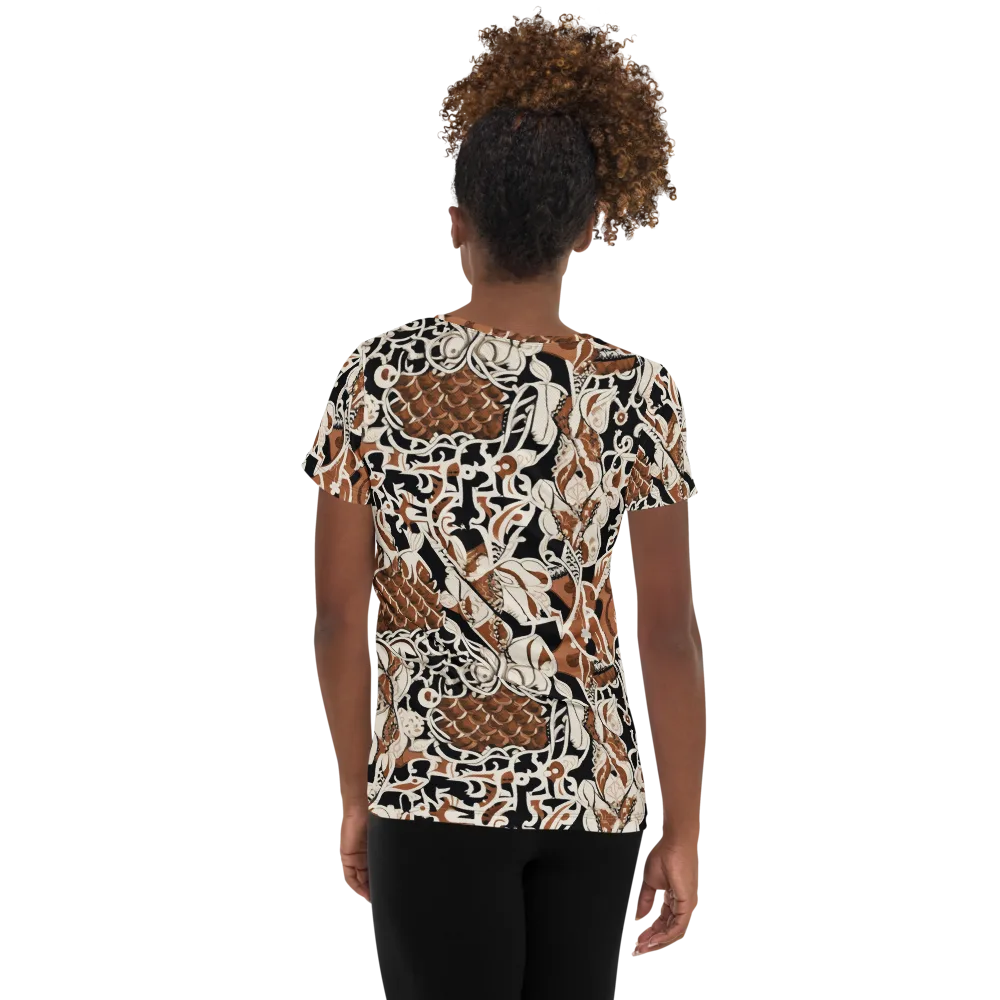 Sepia Baroque on Women's Athletic T-Shirt — Back