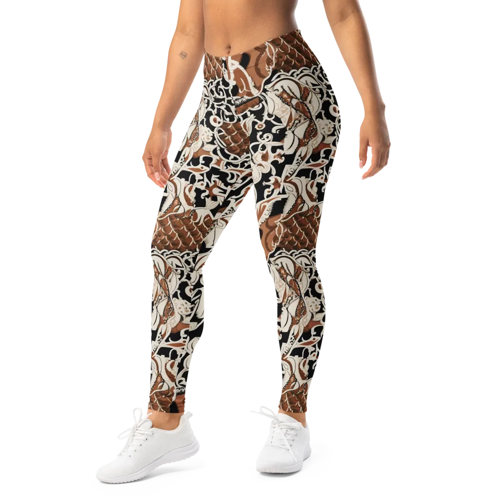 Sepia Baroque on Leggings — Left Front