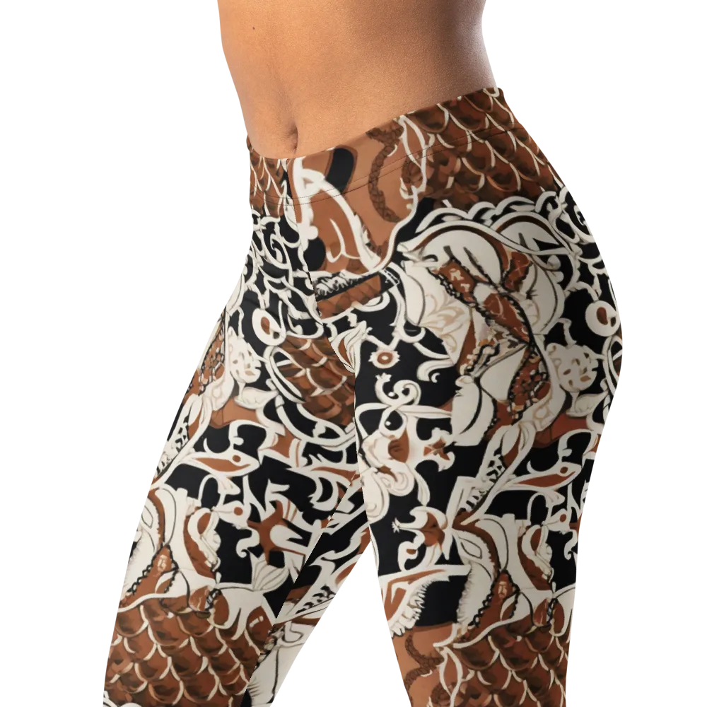 Sepia Baroque on Leggings — Left Front