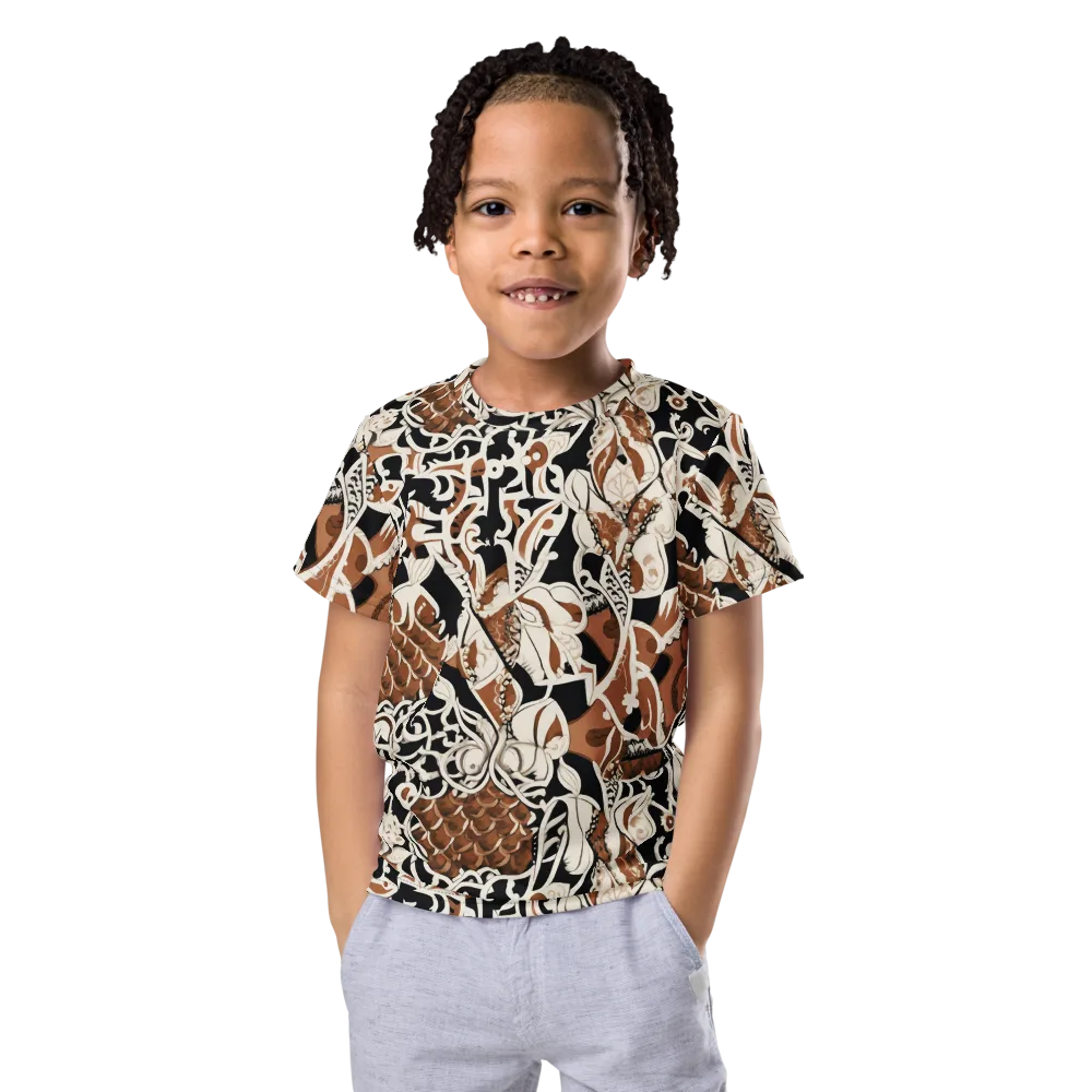 Sepia Baroque on Kids Crew Neck T-Shirt — Front