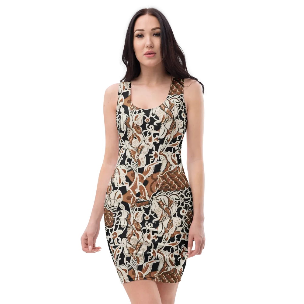 Sepia Baroque on Bodycon Dress — Front