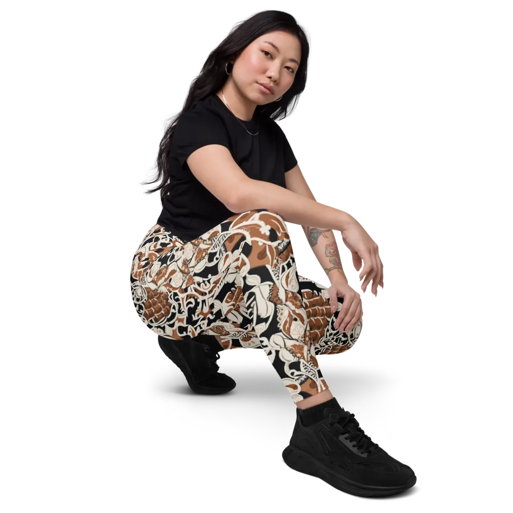 Sepia Baroque on Leggings with Pockets — Right Front