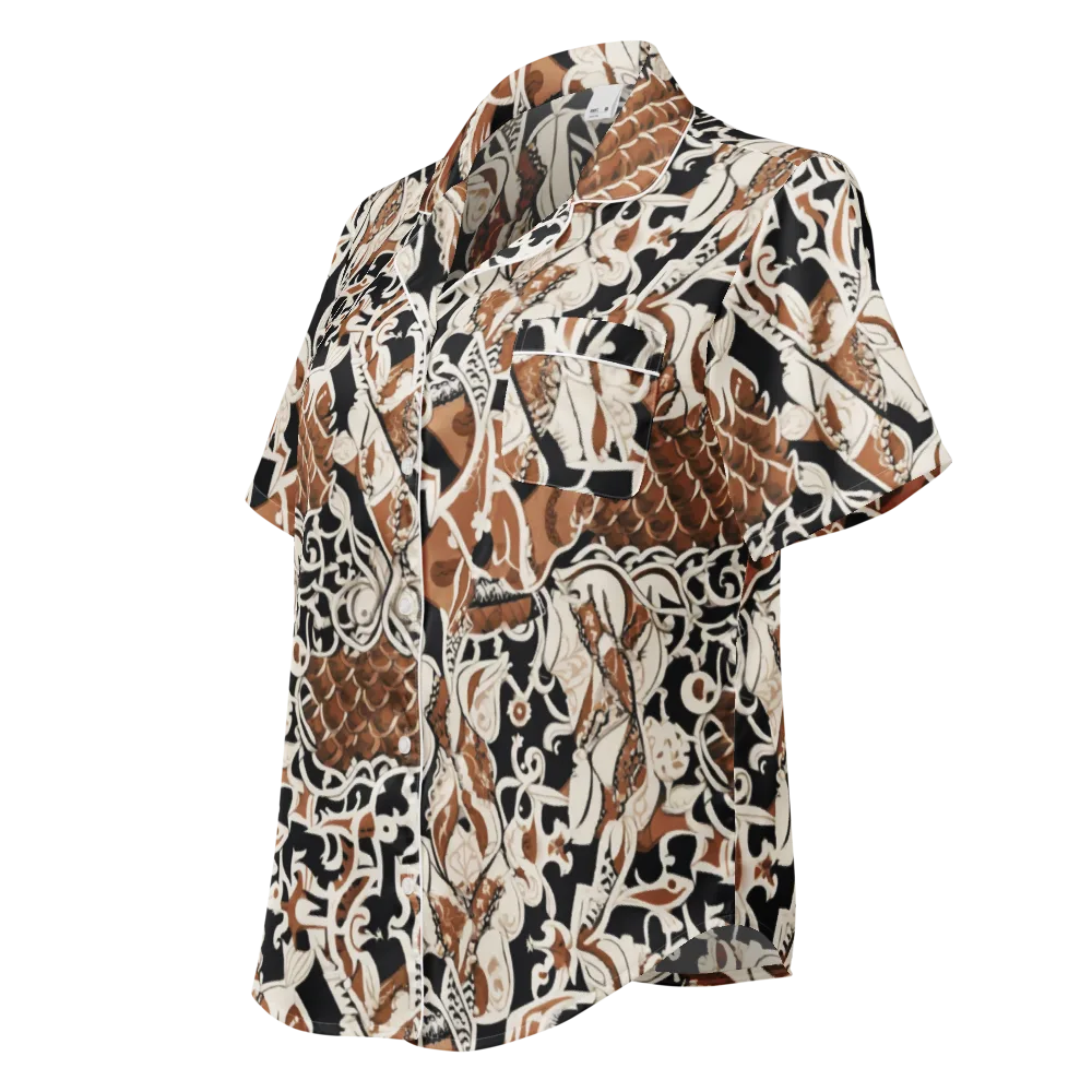 Sepia Baroque on Women's Short Sleeve Pajama Top — Left Front