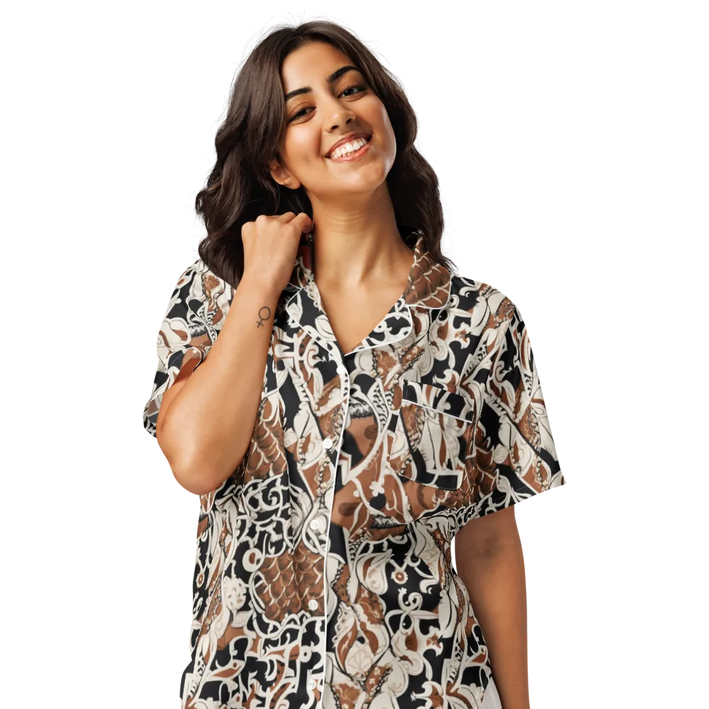 Sepia Baroque on Women's Short Sleeve Pajama Top — Front
