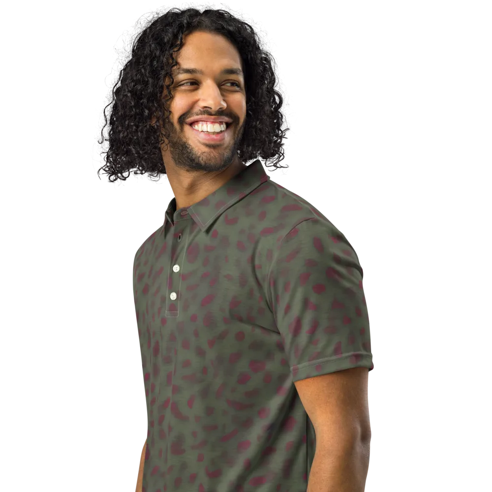 Olive Garnet on Men's Slim Fit Polo Shirt — Left Front