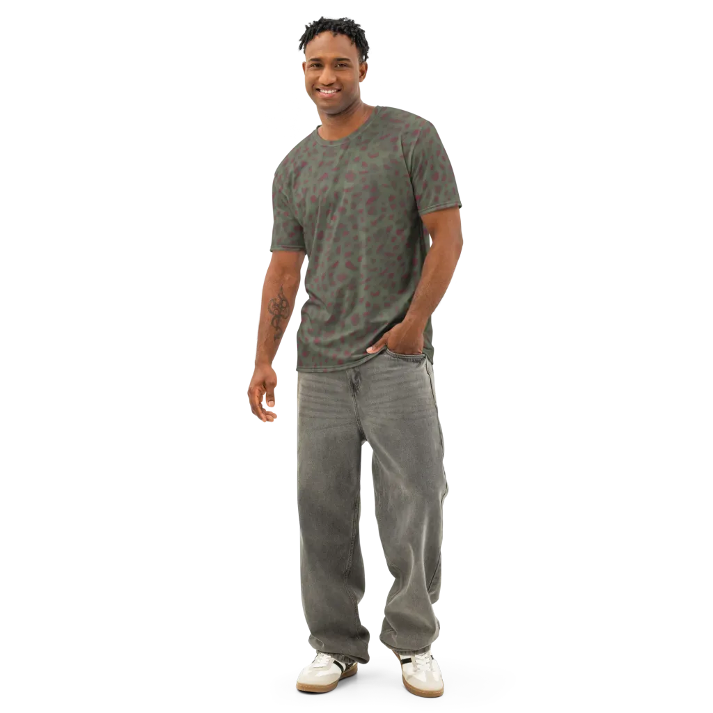 Olive Garnet on Men's Cotton Crew Neck T-Shirt — Front