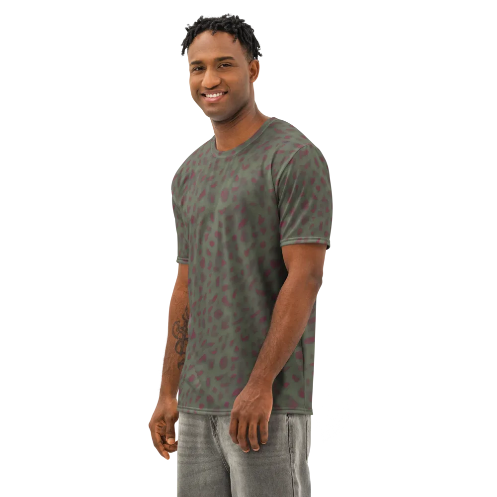 Olive Garnet on Men's Cotton Crew Neck T-Shirt — Left Front