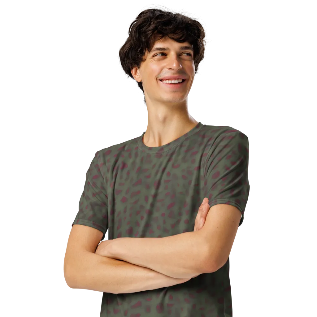 Olive Garnet on Men's Crew Neck T-Shirt — Left Front