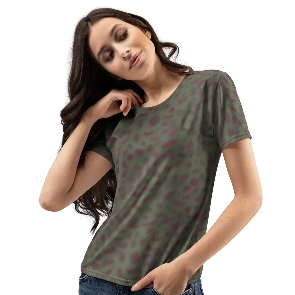 Olive Garnet on Women's Crew Neck T-Shirt — Left Front