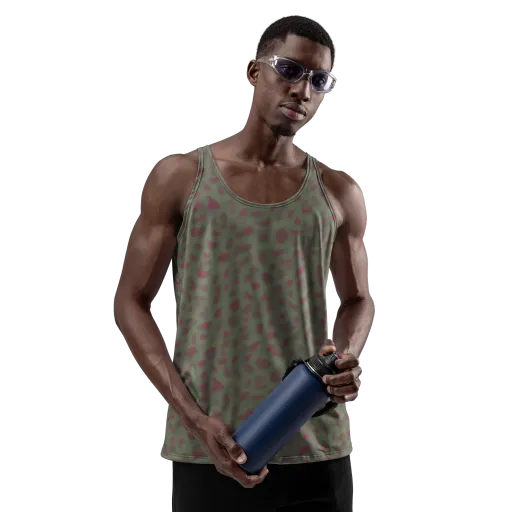 Olive Garnet on a Men's Tank Top