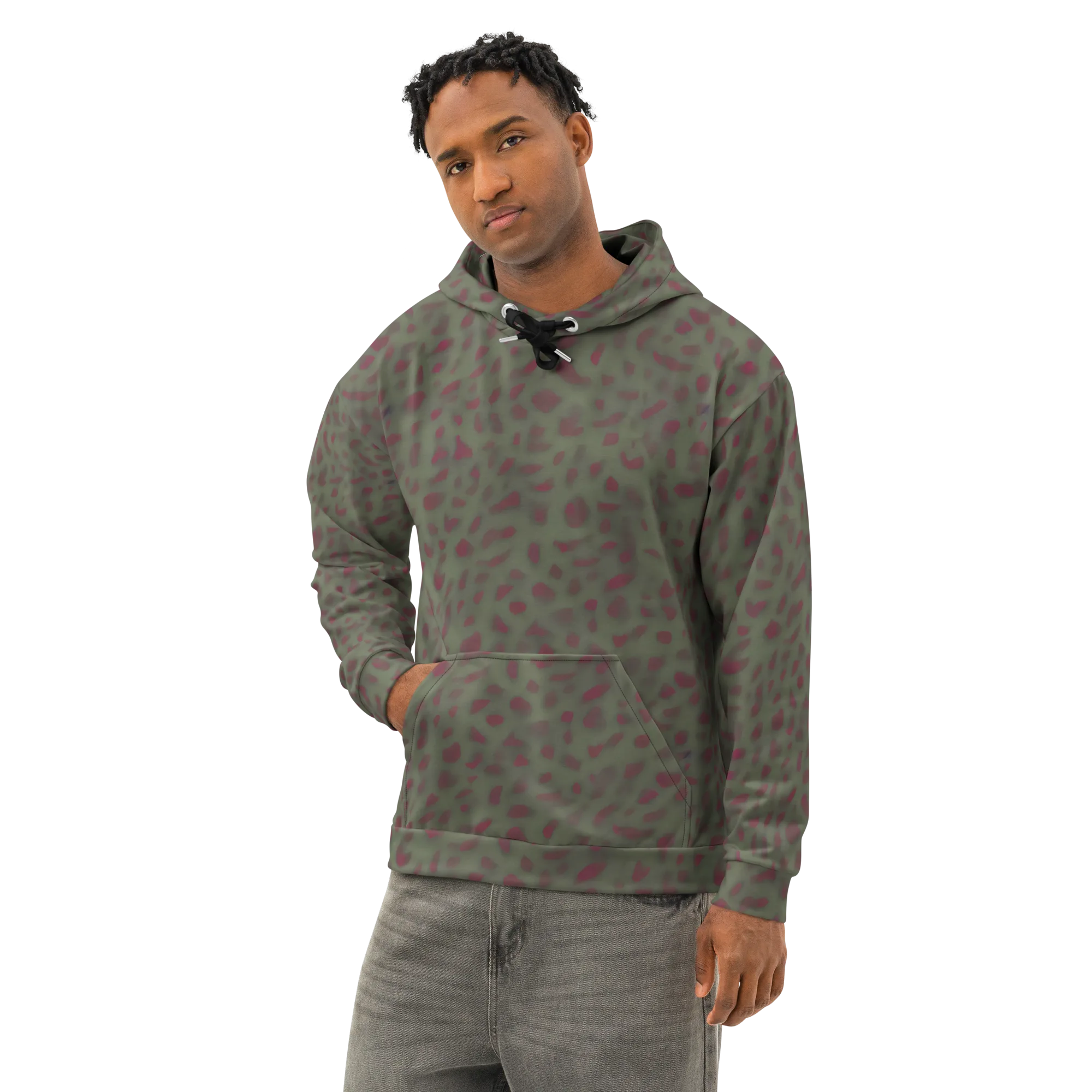 Olive Garnet on Cotton Hoodie — Left Front
