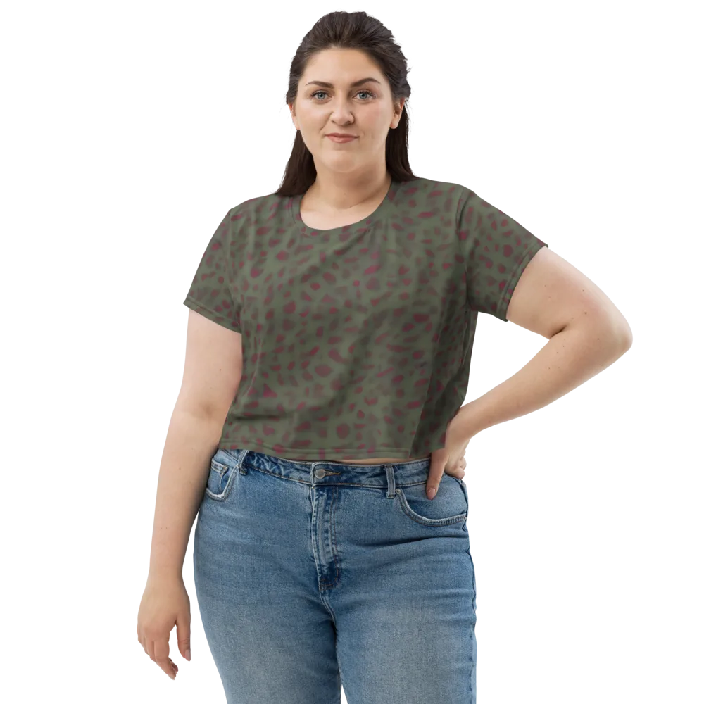 Olive Garnet on Crop Tee — Front