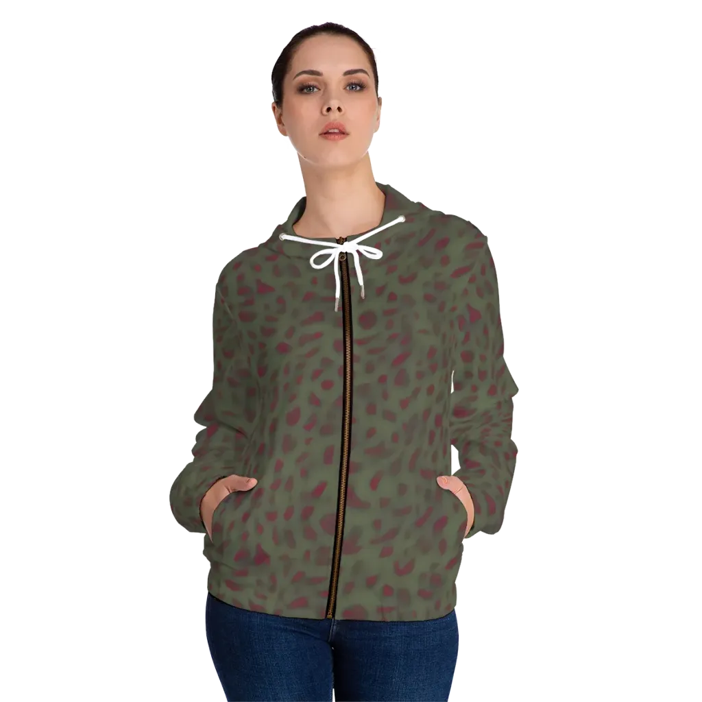 Olive Garnet on Women's Full-Zip Hoodie — Front On Person
