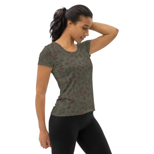 Olive Garnet on a Women's Athletic T-Shirt
