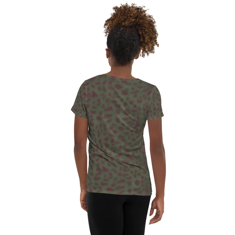 Olive Garnet on Women's Athletic T-Shirt — Back