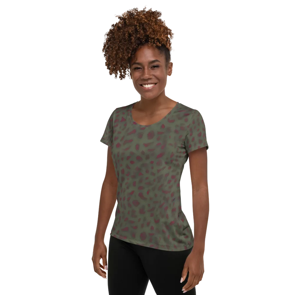 Olive Garnet on Women's Athletic T-Shirt — Left