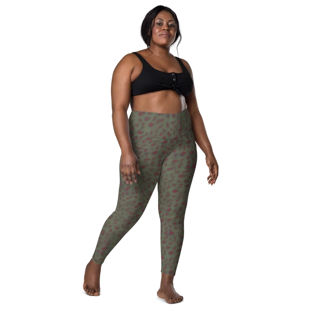 Olive Garnet on Leggings with Pockets — Front