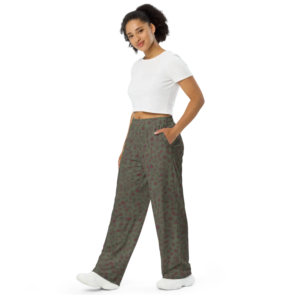 Olive Garnet on Wide-Leg Pants — Left Front