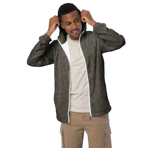 Olive Garnet on a Men's Windbreaker