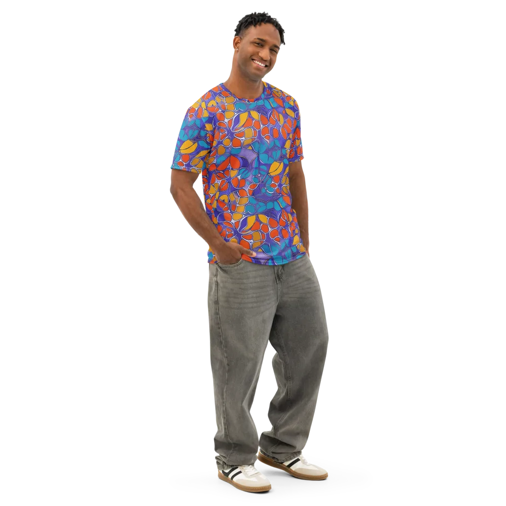 Neon Membrane on Men's Cotton Crew Neck T-Shirt — Right Front