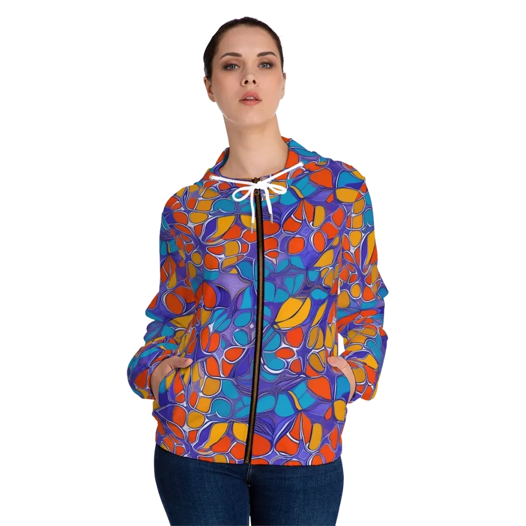 Neon Membrane on Women's Full-Zip Hoodie — Front On Person
