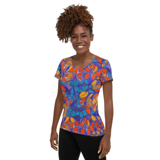 Neon Membrane on a Women's Athletic T-Shirt