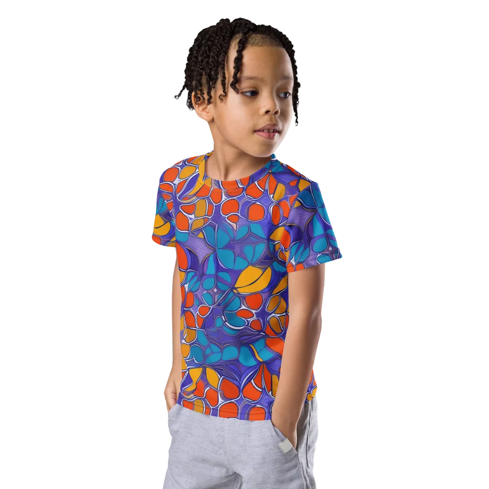 Neon Membrane on Kids Crew Neck T-Shirt — Left Front