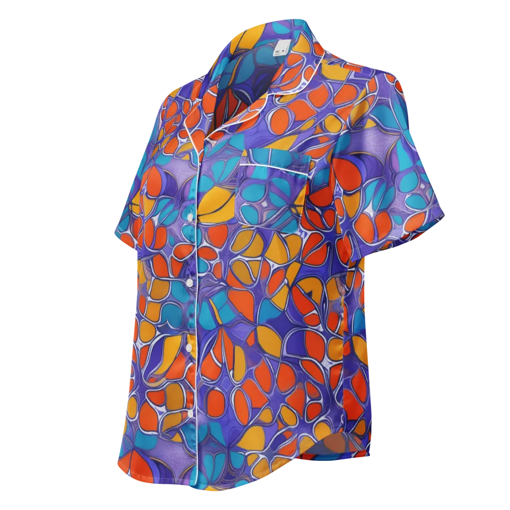Neon Membrane on Women's Short Sleeve Pajama Top — Left Front