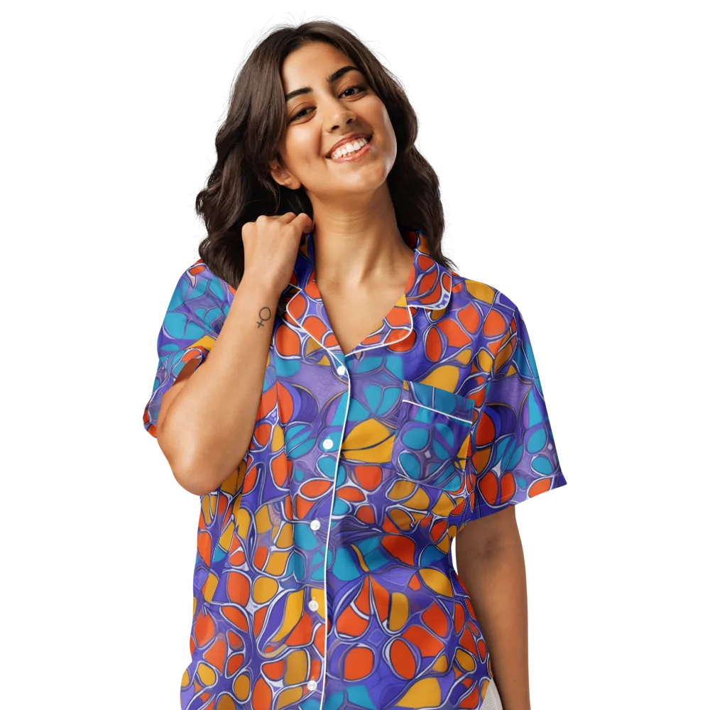 Neon Membrane on Women's Short Sleeve Pajama Top — Front