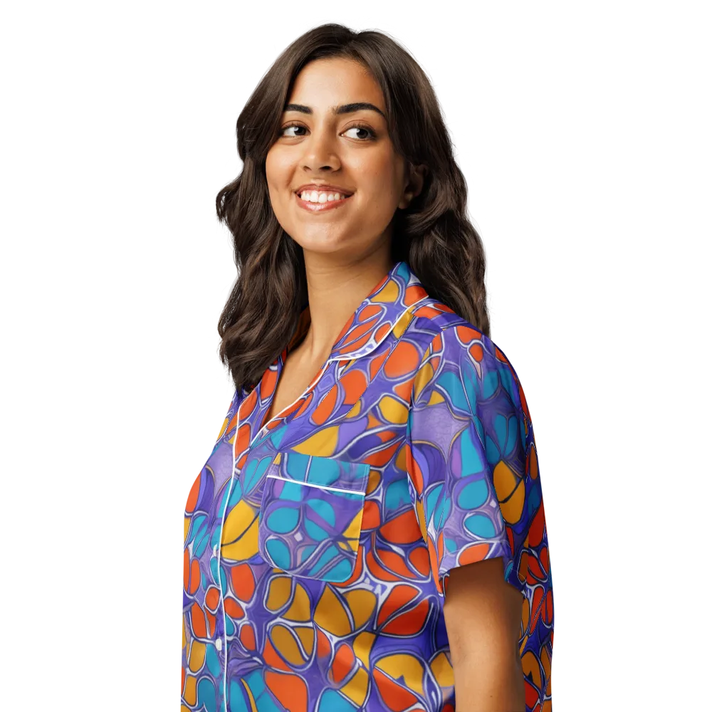 Neon Membrane on Women's Short Sleeve Pajama Top — Left Front