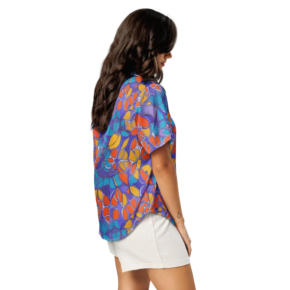 Neon Membrane on Women's Short Sleeve Pajama Top — Right Back