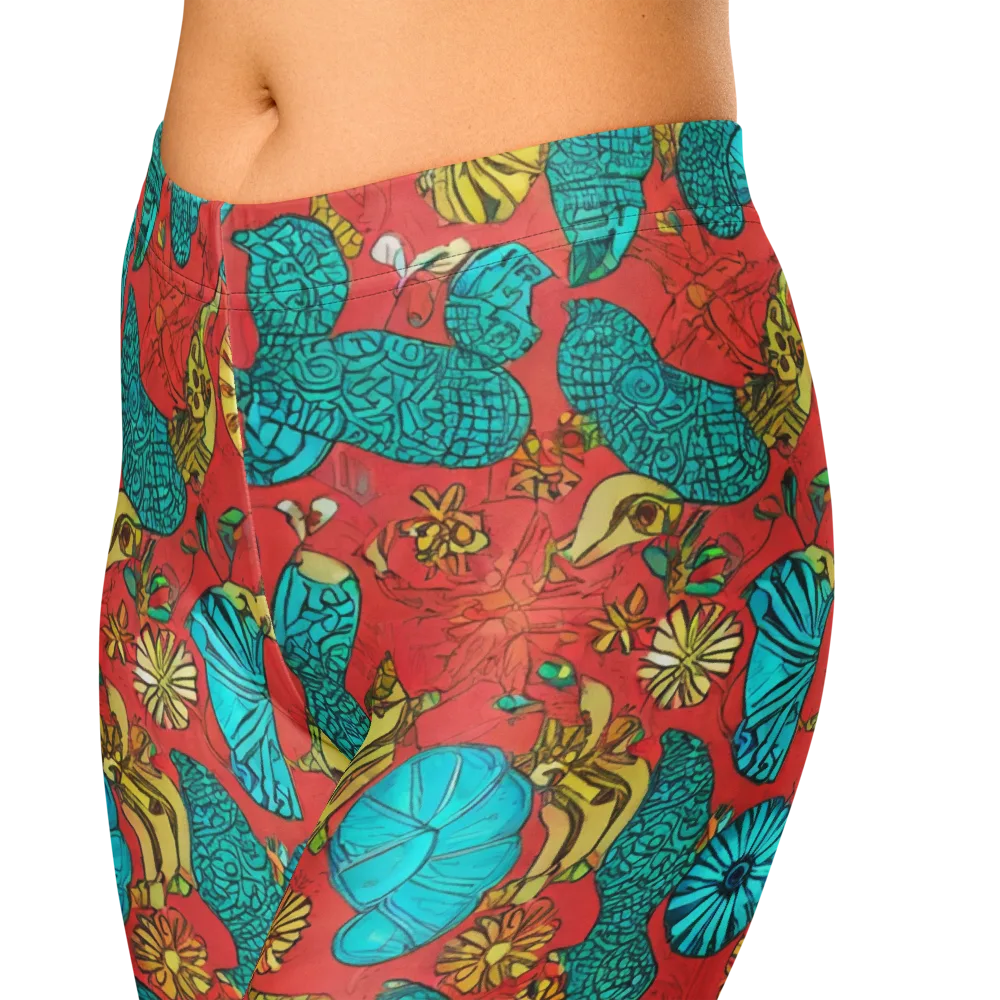 Coral Garden Rhapsody on Capri Leggings — Zoomed-in