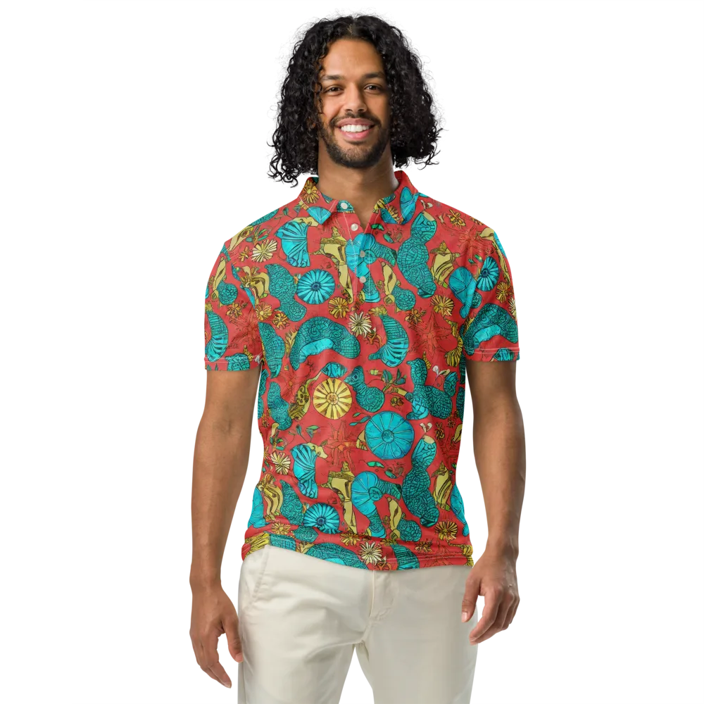 Coral Garden Rhapsody on Men's Slim Fit Polo Shirt — Front