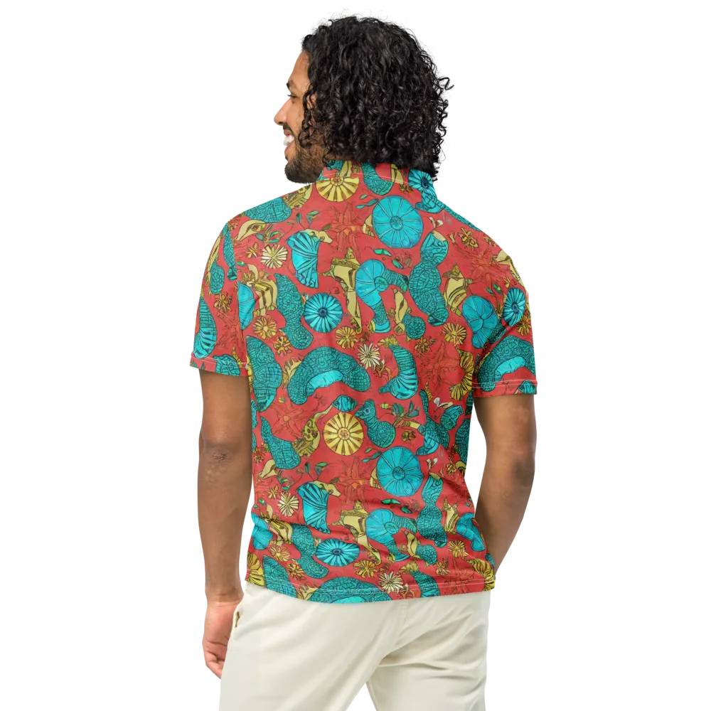 Coral Garden Rhapsody on Men's Slim Fit Polo Shirt — Back