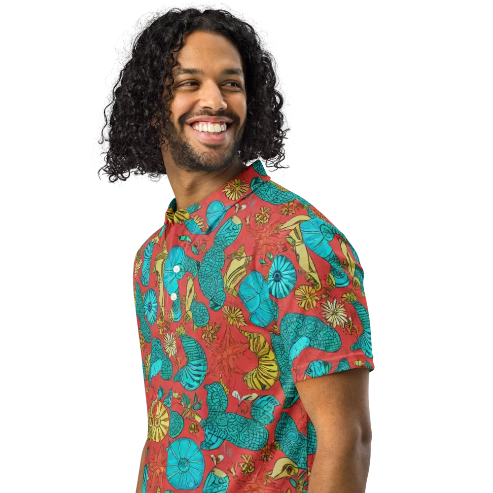 Coral Garden Rhapsody on Men's Slim Fit Polo Shirt — Left Front