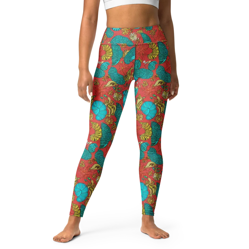 Coral Garden Rhapsody on Yoga Leggings — Front