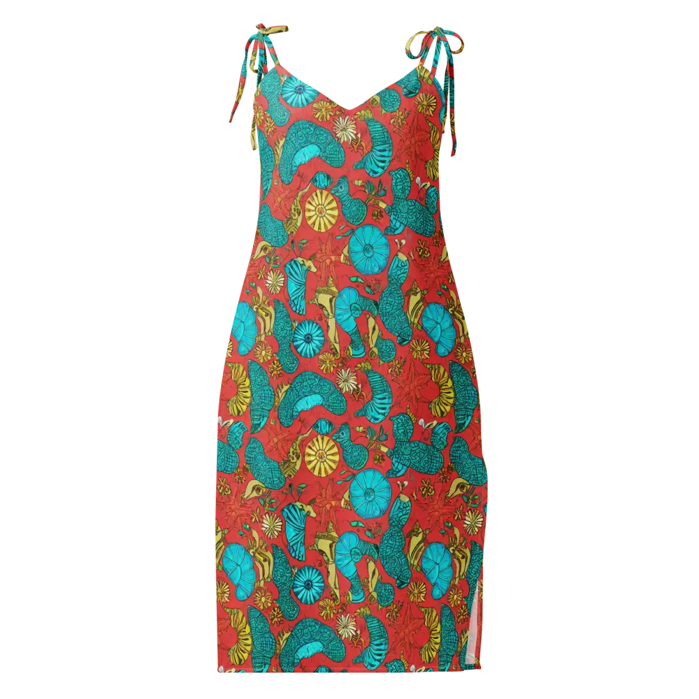 Coral Garden Rhapsody on Slip Dress — Front