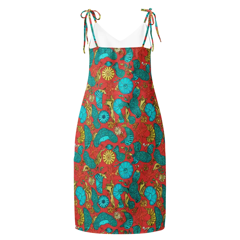Coral Garden Rhapsody on Slip Dress — Back