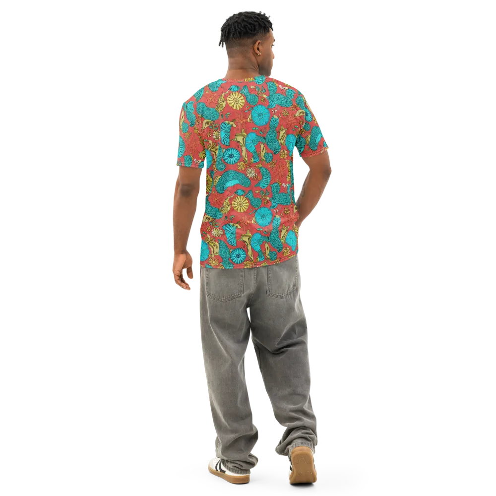 Coral Garden Rhapsody on Men's Cotton Crew Neck T-Shirt — Back
