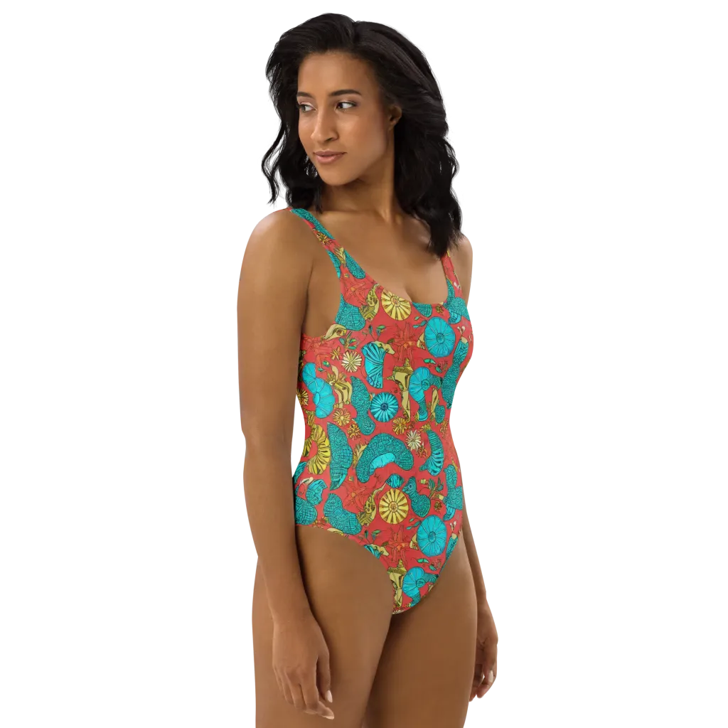 Coral Garden Rhapsody on One-Piece Swimsuit — Right