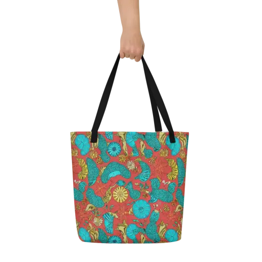 Coral Garden Rhapsody on a Large Tote Bag W/ Pocket