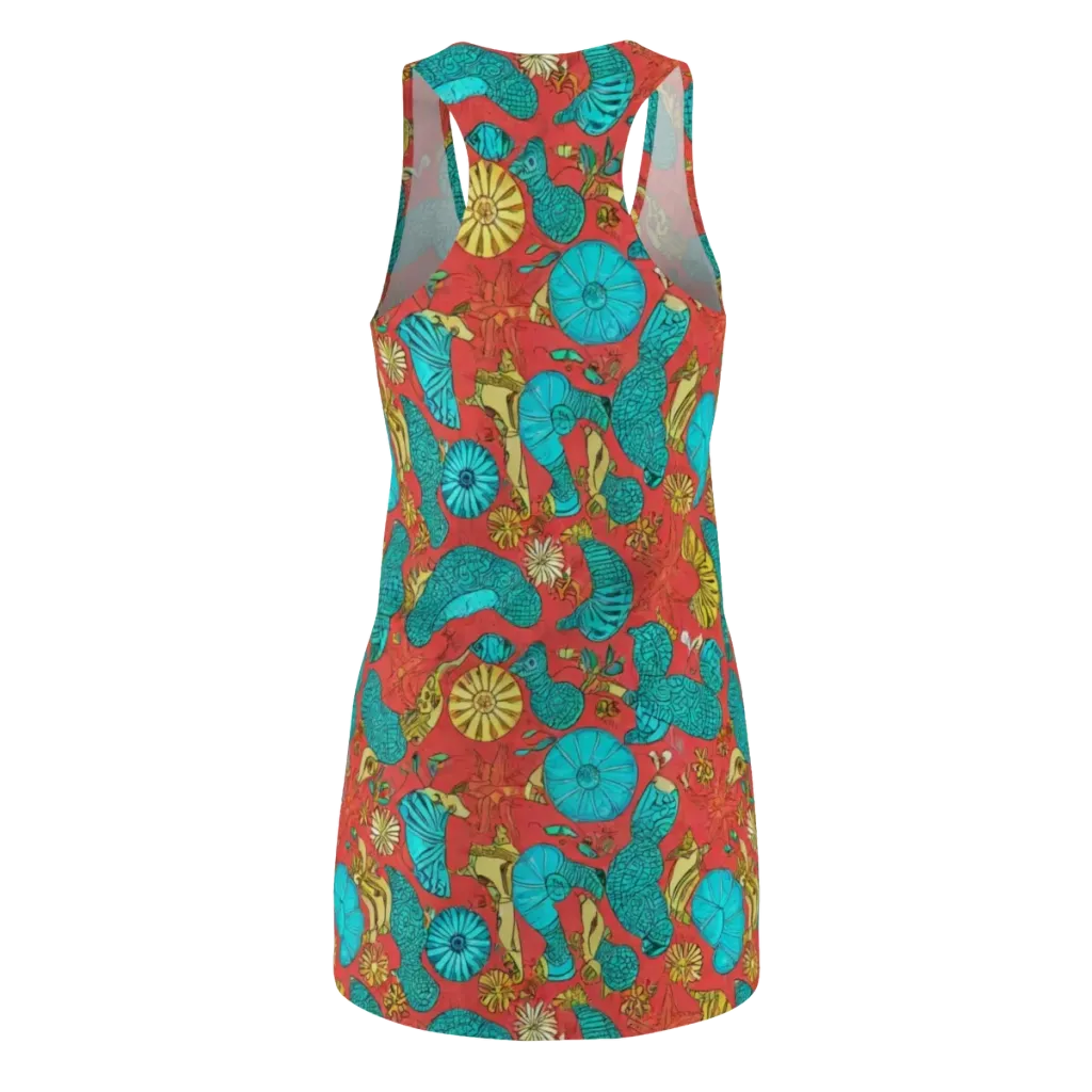Coral Garden Rhapsody on Racerback Dress — Back