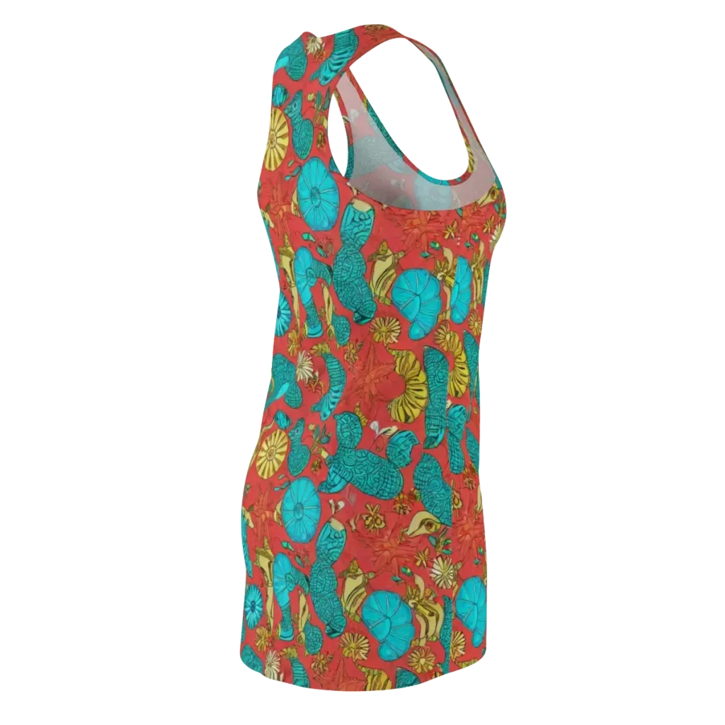 Coral Garden Rhapsody on Racerback Dress — Back Side