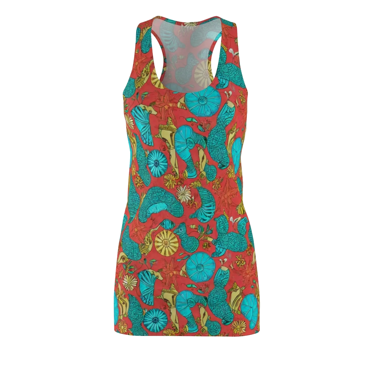 Coral Garden Rhapsody on Racerback Dress — Front