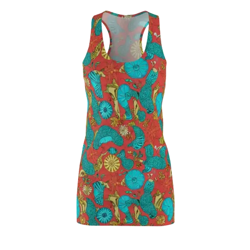 Coral Garden Rhapsody on a Racerback Dress
