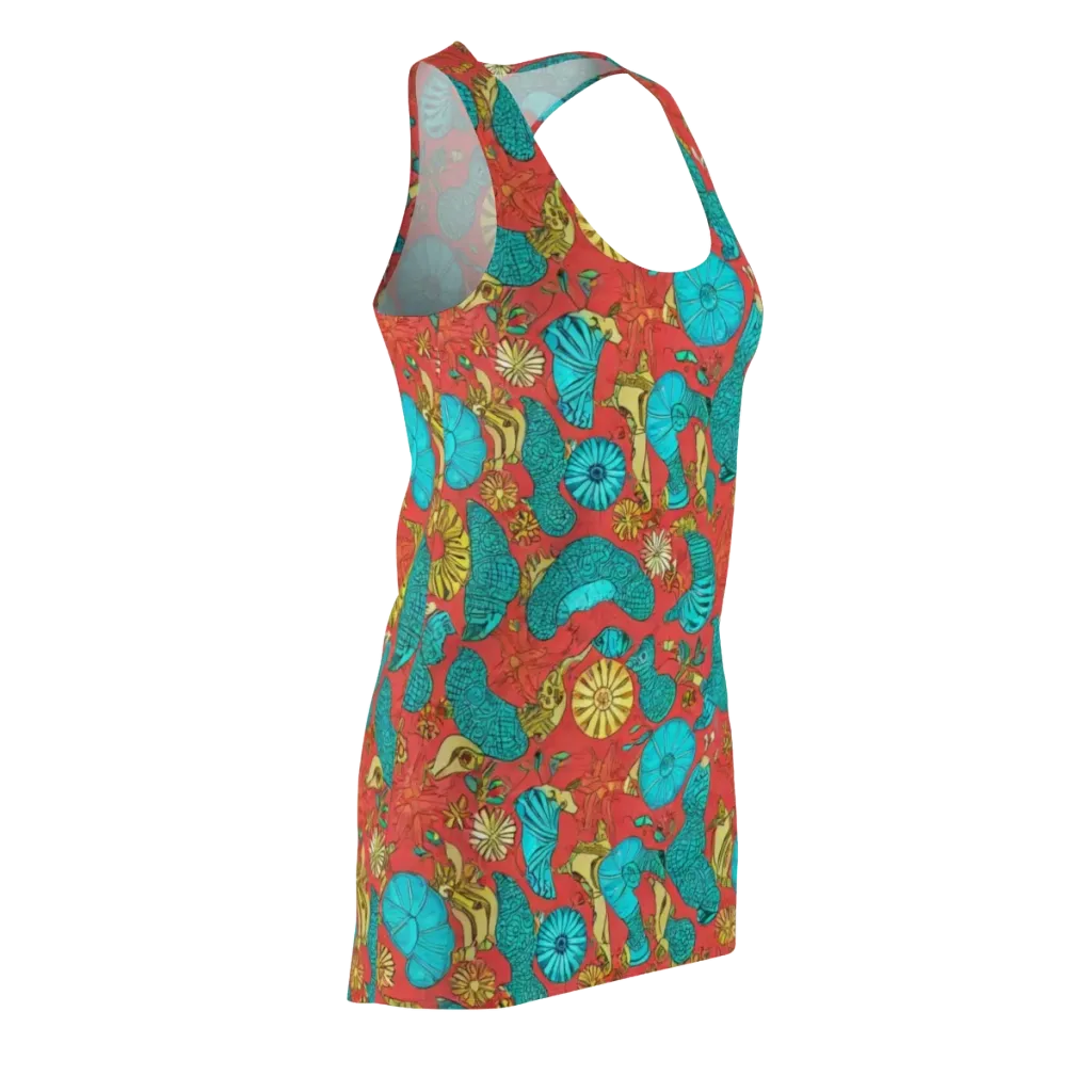 Coral Garden Rhapsody on Racerback Dress — Front Side
